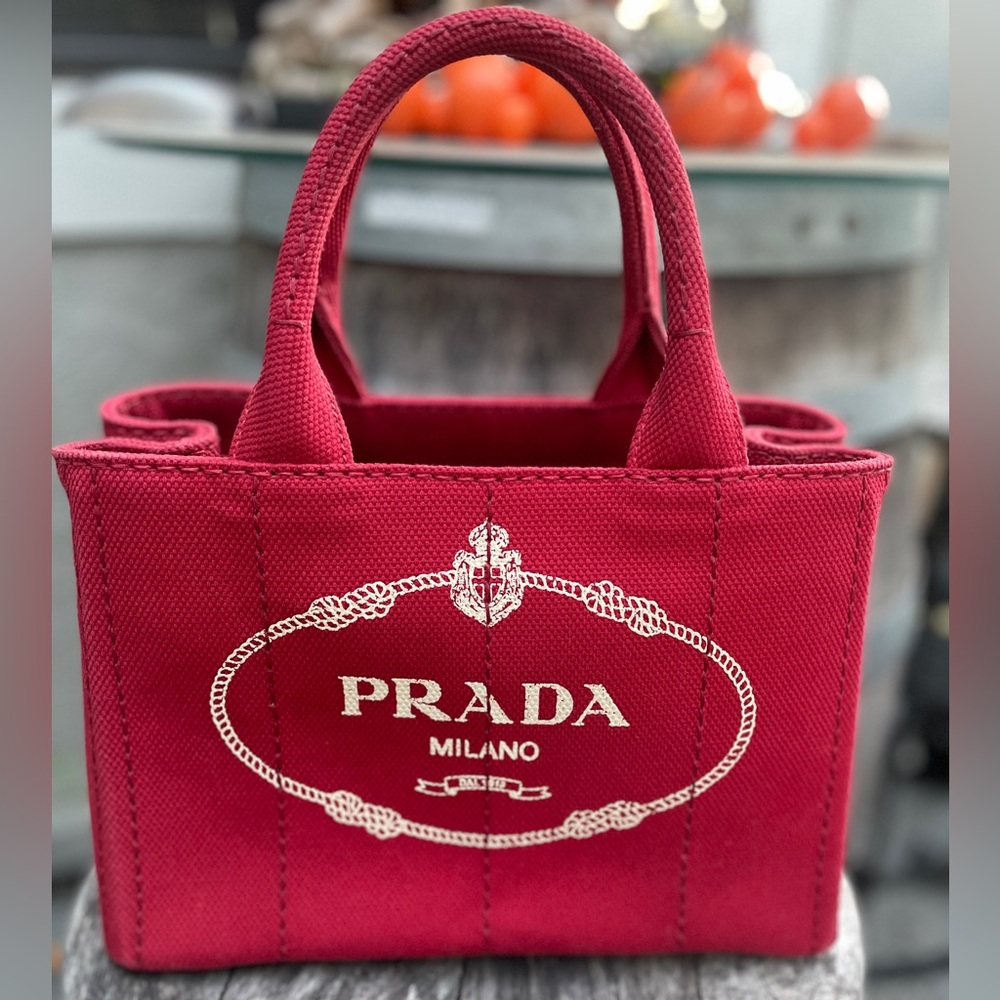 Prada Canapa Red canvas Tote